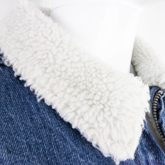 NEW Madewell Sherpa-Lined blue Denim Zip‎ Jacket, size M, NWT - Picture 7 of 16